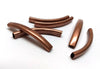 BD332 - 6 pcs. Antique Copper Metal Noodle Rectangle Oval Tube Long Curved Beads - 42mm x 6mm - Hole Size: 4.5mm x 2.5mm
