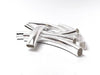 BD333 - 6 pcs. Silver Plated Metal Noodle Rectangle Oval Tube Long Curved Beads - 42mm x 6mm - Hole Size: 4.5mm x 2.5mm