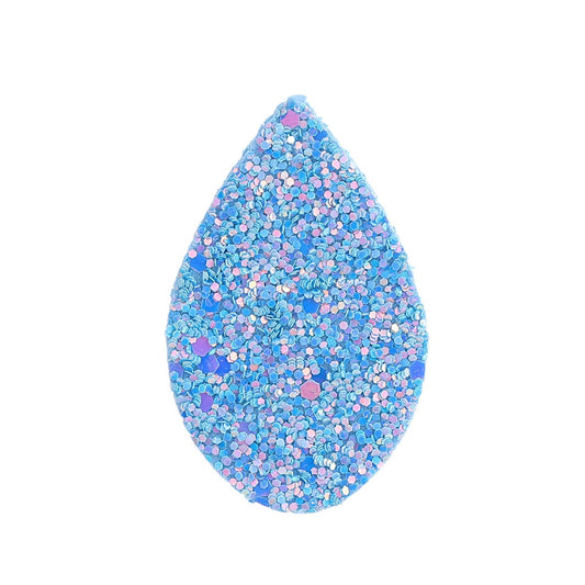 P718 - 10 pcs. Blue Multicolor Faux Leather Dangle Charms Pendants - Teardrop - 55mm (2.17") - Great for Light Earrings or Dangles! Double Sided