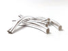 BD333 - 6 pcs. Silver Plated Metal Noodle Rectangle Oval Tube Long Curved Beads - 42mm x 6mm - Hole Size: 4.5mm x 2.5mm