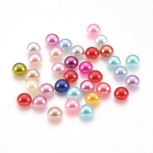 CA257 - 100 pcs Circle Half Pearl Imitation Flat Back Plastic Round Dome Seals Tiles Cabochons - 7mm
