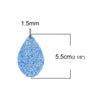 P718 - 10 pcs. Blue Multicolor Faux Leather Dangle Charms Pendants - Teardrop - 55mm (2.17") - Great for Light Earrings or Dangles! Double Sided