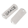 P330 - 10pcs. Antique Silver "Grace" Rectangle Charms Pendants - 21mm X 8mm
