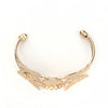 B090 - 1 pc. Gold Plated Open Cuff Bangle Bezel Cabochon Bracelets - 25mm x 18mm Glue Pad - 16.5cm (6.5") - Oval - 25x18mm - 18x25mm