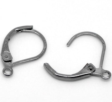 E235A - 20 pcs (10 pairs) Gunmetal Leverback Earrings - 16x10mm - Made of copper!