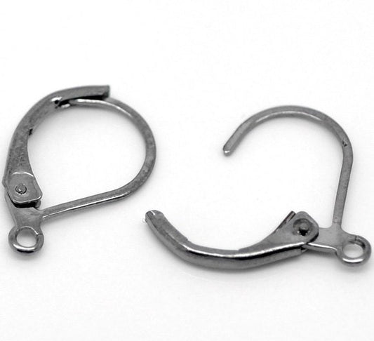 E235A - 20 pcs (10 pairs) Gunmetal Leverback Earrings - 16x10mm - Made of copper!