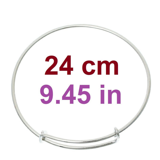 B061 - 10pcs. Antique Silver Bangle Adjustable Slide On Bracelets 24cm (9.45")