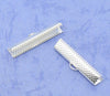 BA043 - 100 pcs. Silver Plated Textured Ribbon Crimp End Caps - 30x7.5mm