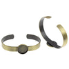 B040 - 5 pcs. Antique Bronze Bangle Bezel Cabochon Open Cuff Bracelets - 15.5cm - 16mm Glue Pad - Made of Copper!