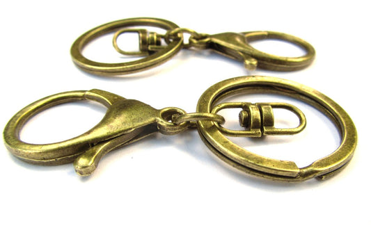 CL125 - 10 pcs. Antique Bronze Lobster Swivel Clasp and Key Ring - 69 x 30mm (2.72 inch) - Claw Clasps