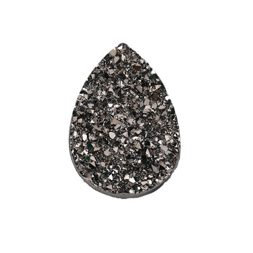 CA335 - 10 pcs Drusy Druzy Resin Embellishment Teardrop Cabochons - Silver Gunmetal - 25x18mm - 25mm x 18mm - 18x25mm - Tear Drop - Thick: 4.5mm