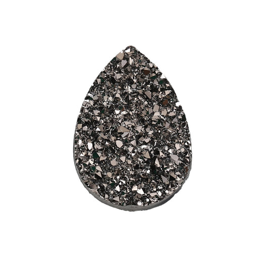 CA335 - 10 pcs Drusy Druzy Resin Embellishment Teardrop Cabochons - Silver Gunmetal - 25x18mm - 25mm x 18mm - 18x25mm - Tear Drop - Thick: 4.5mm
