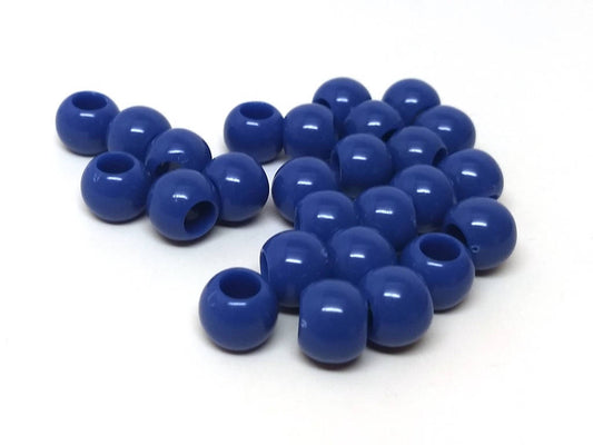 BD334 - 75 pcs Blue Acrylic Round Gumball Bubble Gum Beads - 11mm x 9mm - Hole Size: 5mm - Fits European Cords and Paracord!