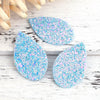 P718 - 10 pcs. Blue Multicolor Faux Leather Dangle Charms Pendants - Teardrop - 55mm (2.17") - Great for Light Earrings or Dangles! Double Sided