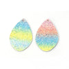 P719 - 10 pcs. Rainbow Stripes Faux Leather Dangle Charms Pendants - Sparkle - Teardrop - 55mm (2.17") - Double Sided - Great for Earrings