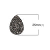 CA335B - 100 pcs Drusy Druzy Resin Embellishment Teardrop Cabochons - Silver Gunmetal - 25x18mm - 25mm x 18mm - 18x25mm - Tear Drop - Thick: 4.5mm