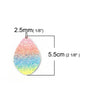 P719 - 10 pcs. Rainbow Stripes Faux Leather Dangle Charms Pendants - Sparkle - Teardrop - 55mm (2.17") - Double Sided - Great for Earrings