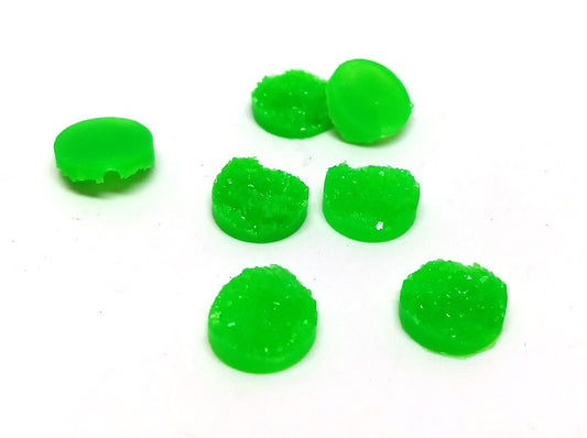 CA059 - 10 pcs Druzy Resin Embellishment Cabochons Lime Green - 12mm