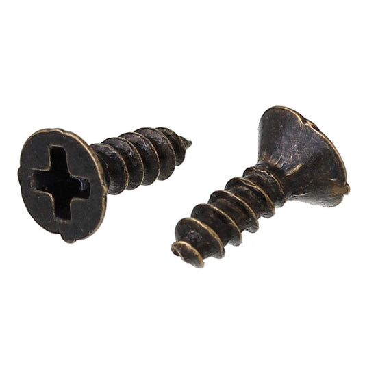 U021 - Lot of 30 Antique Bronze Screws Hardware for Jewelry Boxes or Small Crafts - 8mm x 5mm