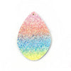P719 - 10 pcs. Rainbow Stripes Faux Leather Dangle Charms Pendants - Sparkle - Teardrop - 55mm (2.17") - Double Sided - Great for Earrings