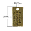 P720 - 20 pcs. Antique Bronze "Time and tide wait for no man" Rectangle Charms Pendants - 28mm X 15mm