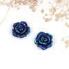 CA261 - 10 pcs Druzy Resin Embellishment Cabochons Blue - 10mm - Flower - Rose