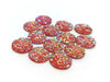 CA061 - 10 pcs Druzy Resin Embellishment Cabochons Orange Multicolor - 12mm - Dome Circle