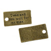 P720 - 20 pcs. Antique Bronze "Time and tide wait for no man" Rectangle Charms Pendants - 28mm X 15mm
