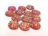 CA061 - 10 pcs Druzy Resin Embellishment Cabochons Orange Multicolor - 12mm - Dome Circle