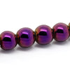 BD336 - 50 pcs. - 8mm Purple and Golden Hematite Round Beads - 15 inch strand - Hole Size: 1.6mm