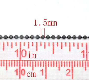 N137 - 10M (32.8 Ft) - Gunmetal Ball Chain - 1.5mm Ball