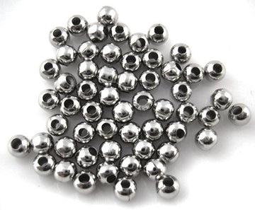 BD337 - 500 pcs Silver Tone Alloy Smooth Ball Spacer Beads- 4mm