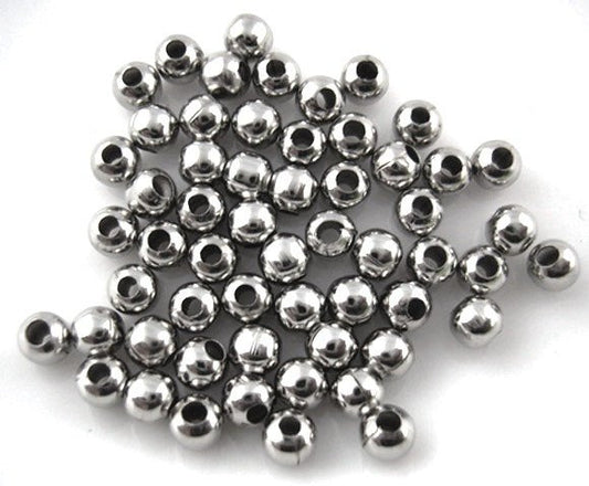 BD337 - 500 pcs Silver Tone Alloy Smooth Ball Spacer Beads- 4mm