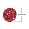 CA262 - 10 pcs Druzy Resin Embellishment Cabochons Fuchsia Red Pink Multicolor AB - 12mm Diameter - Circle