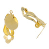 E134 - 10 pcs. Gold Plated Hinged Earring Posts Studs Clips Settings Cabochons Posts - 12mm Glue Pad Setting
