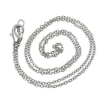 N009 - 1 pc. Silver Tone Chain Link Necklaces 16 7/8" - (1.7 x 1.5mm Links) - 43cm - Lobster Clasps - Claw Clasps - 16"