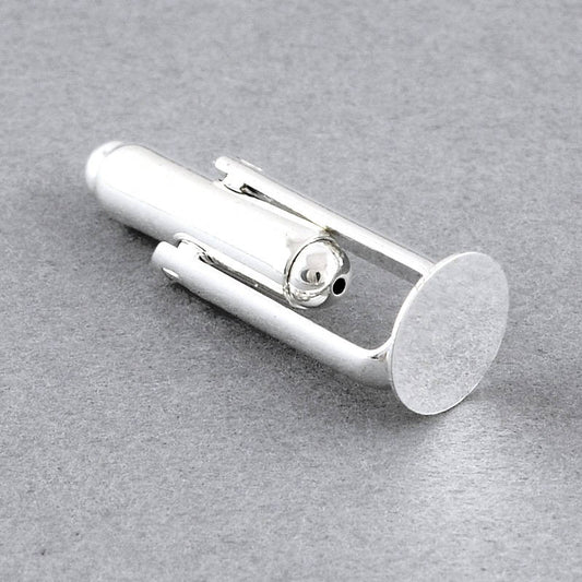 CU029 - Lot of 10 Silver Plated Cuff Links (5 pairs) - 12mm Glue Pad