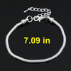 B049A - 2 pcs. Silver Plated European Snake Chain Bracelets with Chain Extenders - Lobster Clasps - Screw Cap - 18cm (7.09") - Claw Clasps