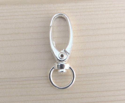 CL062C - 100 pcs. Silver Plated Lobster Swivel Clasps for Key Ring - 41 x 14mm - Claw Clasps