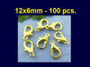 CL060 - 100 pcs. Gold Plated Lobster Clasps - 12mm X 6mm - Claw Clasps