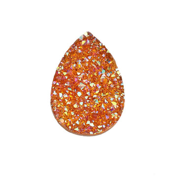 CA339 - 10 pcs Drusy Druzy Resin Embellishment Teardrop Cabochons - Orange AB - 25x18mm - 25mm x 18mm - 18x25mm - Tear Drop - Thick: 4.5mm