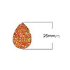 CA339 - 10 pcs Drusy Druzy Resin Embellishment Teardrop Cabochons - Orange AB - 25x18mm - 25mm x 18mm - 18x25mm - Tear Drop - Thick: 4.5mm