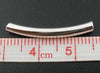 BD486A - 100 pcs. Silver Plated Noodle Tube Long Thin Smooth Curved Beads - 24mm x 3mm (1") - Made of Copper! High Quality! Hole Size: