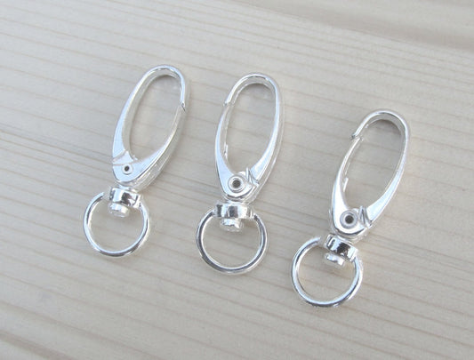 CL062C - 100 pcs. Silver Plated Lobster Swivel Clasps for Key Ring - 41 x 14mm - Claw Clasps