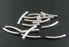 BD486A - 100 pcs. Silver Plated Noodle Tube Long Thin Smooth Curved Beads - 24mm x 3mm (1") - Made of Copper! High Quality! Hole Size: