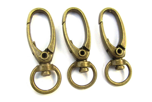 CL099D - LARGE - 100 pcs. Antique Bronze Lobster Swivel Clasps for Key Ring - 44mm x 14mm - Claw Clasps