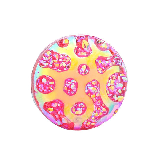 CA064 - 10 pcs Resin Embellishment Druzy Cabochons Hot Pink Swirl Multicolor - 12mm (1/2 in)