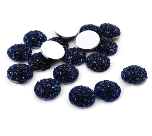 CA265 - 10 pcs Druzy Resin Embellishment Cabochons Starry Blue - 12mm - Dome Circle
