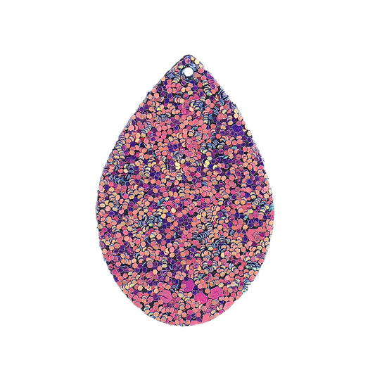 P722 - 10 pcs Purple Pink Multicolor Faux Leather Dangle Charms Pendants - Teardrop - 55mm (2.17") - Great for Light Earrings, Necklaces or Dangles