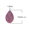 P722 - 10 pcs Purple Pink Multicolor Faux Leather Dangle Charms Pendants - Teardrop - 55mm (2.17") - Great for Light Earrings, Necklaces or Dangles